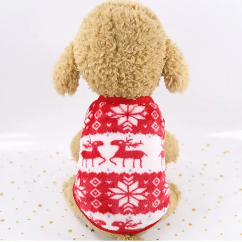 Dog Coral Flannel Coat Thickening Clothes Puppy Elk Print Sweater Jacket Warm Outfits Costume Pet Autumn Winter Supplies