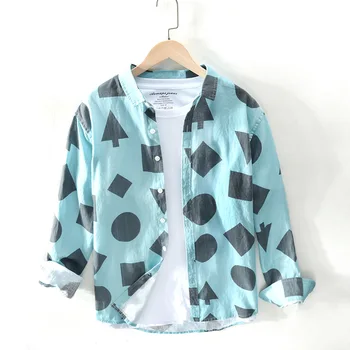 

2020 New Style Men Digital Printing Casual Linen Shirt Youth Holiday Fashion Breathable Printed Shirt