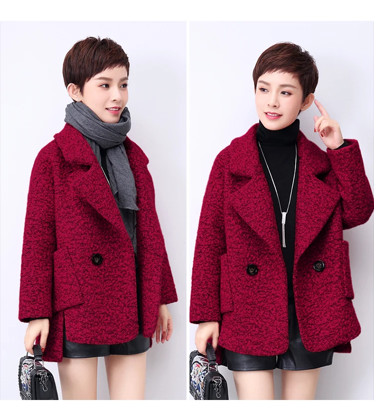 Плащ шерстяное пальто женский короткий параграф шерстяная куртка осень зима свободный большой размер пальто Корейский темперамент теплая куртка Q33