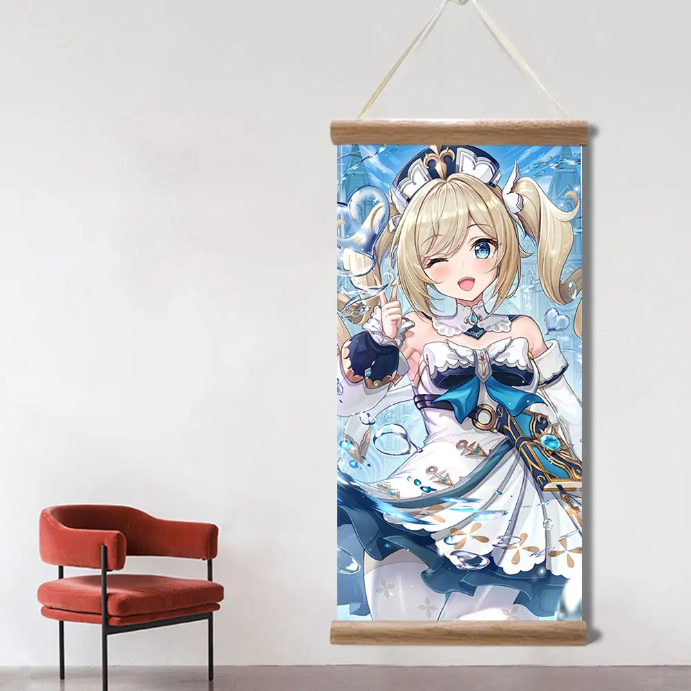 Genshin Impact Poster Barbara Ganyu Xiao Sexy Anime Picture Wall Canvas Posters Art Game Scroll Paintings for Living Room Decor