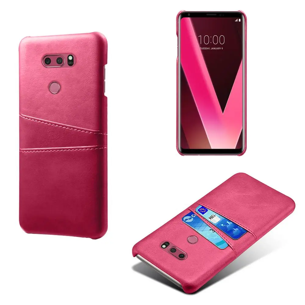 Leather Card Holder Phone Case For LG V30 S V50 ThinQ K50 K40 K20 Q60 G8S Phone Cover For LG Q8 ThinQ Aristo2 Stylo 5 Fundas - Цвет: Case-Rose