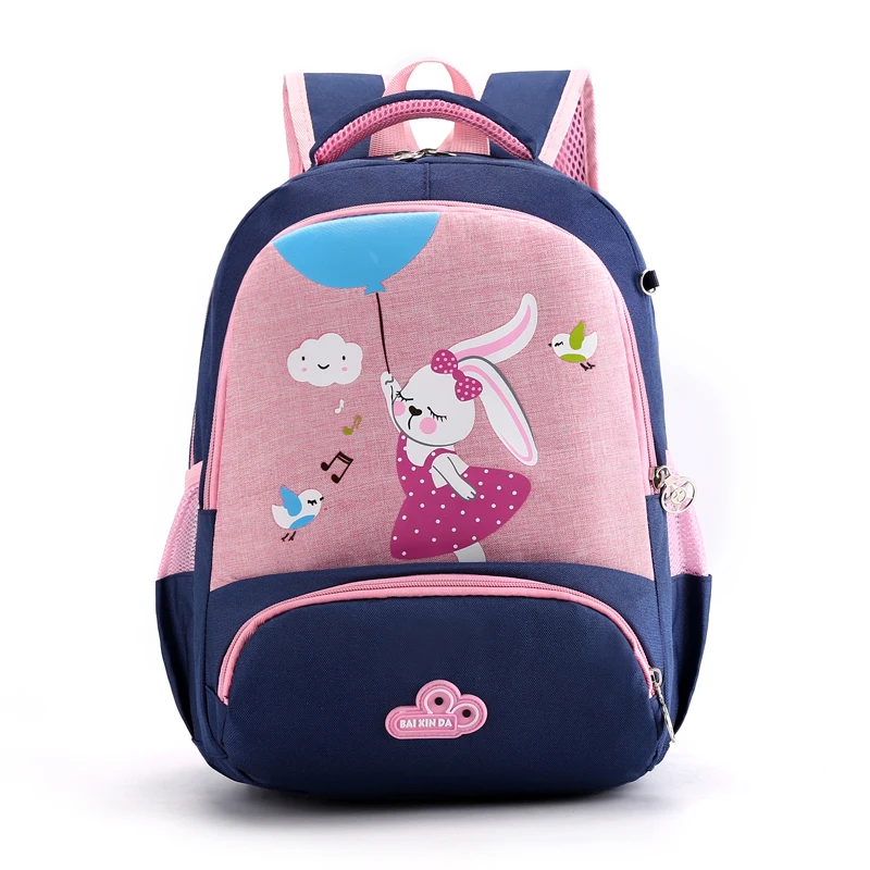

New Arrival Cartoon Rabbit and Fox Pattern School Backpack Primary Students Bags Nylon Breathable Book Bags