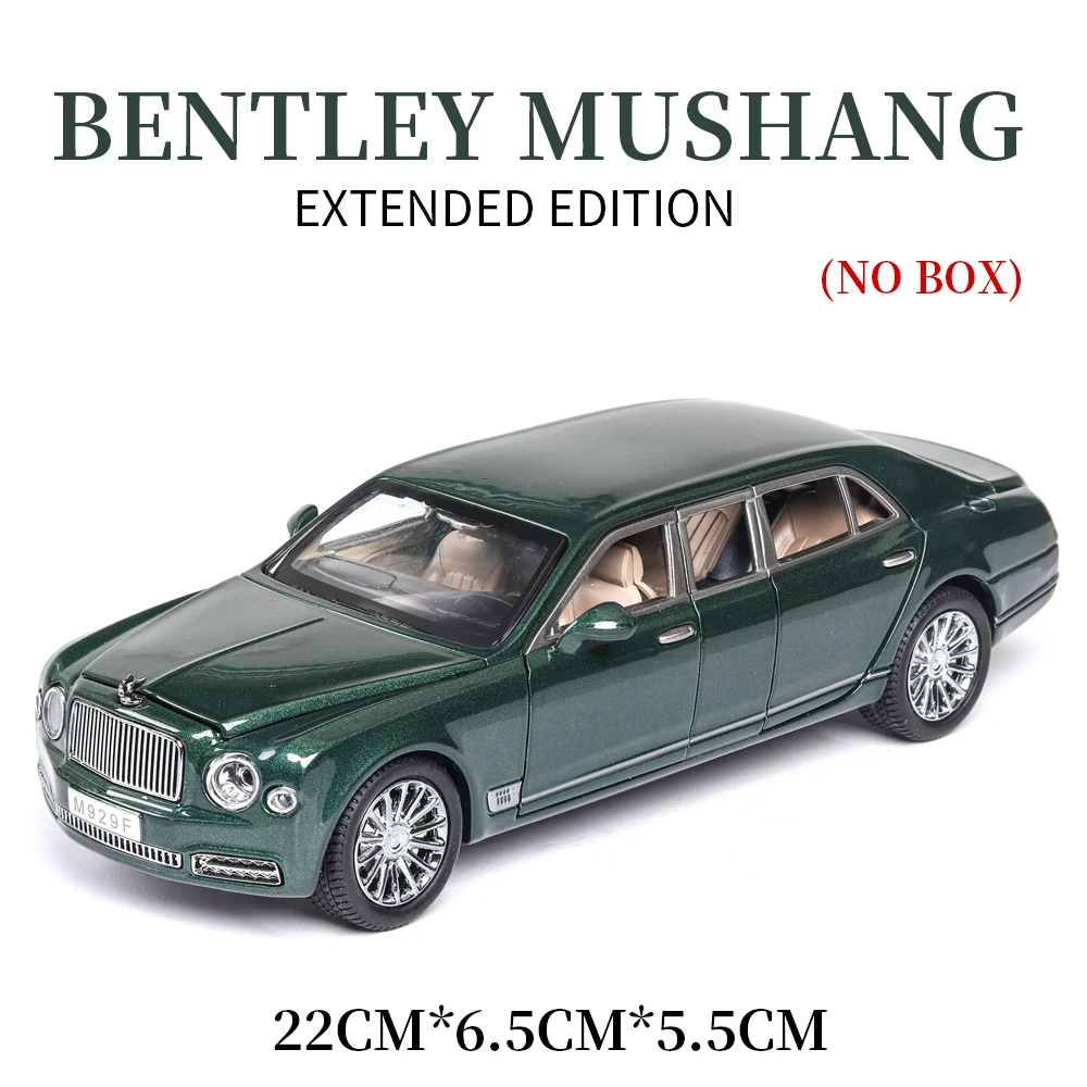 M923F-6 Green no box Новинка 1/24, модель автомобиля Bentley Mushang S600, удлиненная серия, металлическая модель автомобиля, литая под давлением, сплав, высокая модель автомобиля, 6 дверей, может открываться, Игрушечная машина - Цвет: M923F-6 Green no box
