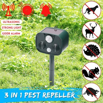 

2018new Solar Ultrasonic bird repeller for garden LED flash Mole ultrasound dog control f ox rodent rats pest animal 120db-alert