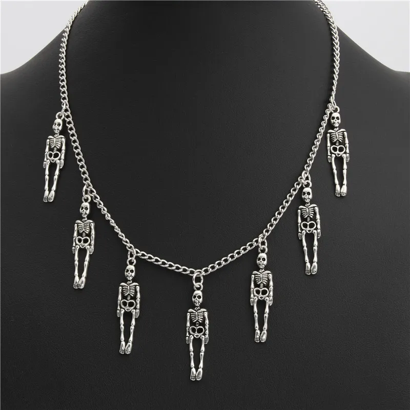 

Necklace Skeleton Vintage Pirate Skull Halloween Punk Gothic Skeleton Tassel Horror Strange Scary New Hot Necklace Silver 2019