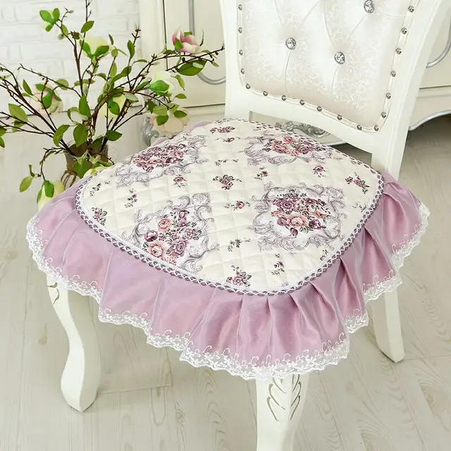43x45cm Dining Chair Cushion European Printed Seat Cushions With Lace Quality Four Seasons Stool Seat Mat Non-slip Buttocks Pad 2