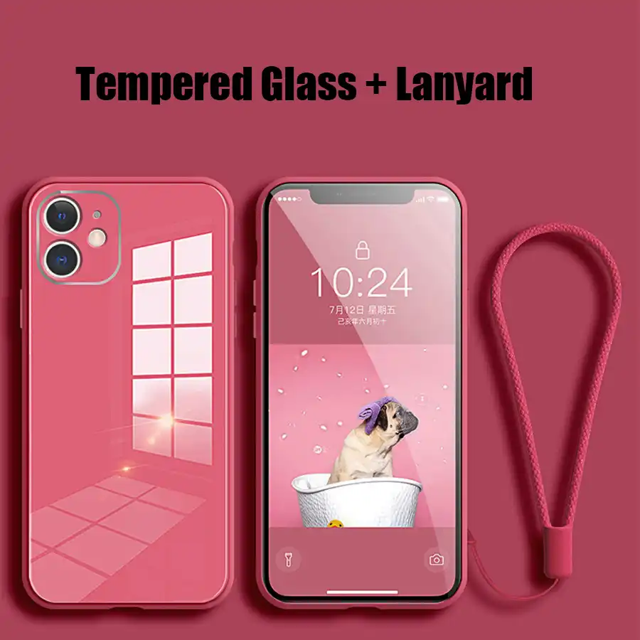 Iphone 12プロマックスケース液体強化ガラス電話ケースiphone 12 11プロマックスxr Xs最大7 8プラスソフト無地カバー Phone Case Covers Aliexpress