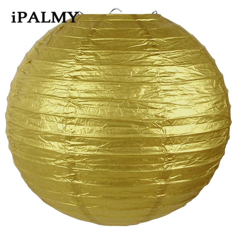 Ipalmay-золотые черно-белые подвесные круглые бумажные фонарики 8-10 дюймов для свадьбы или «нулевого дня рождения» события день рождения для улицы