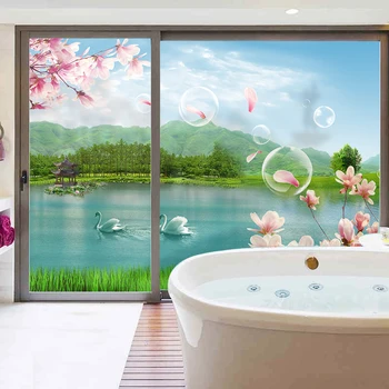 

Custom size window stickers shading opaque cellophane glass door stickers custom bedroom stickers decorative matte foil swan