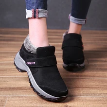 Новинка года; женские ботильоны; модная зимняя обувь из флока; теплые зимние ботинки; женские зимние ботинки; нескользящие женские зимние ботинки; Размеры 35-42