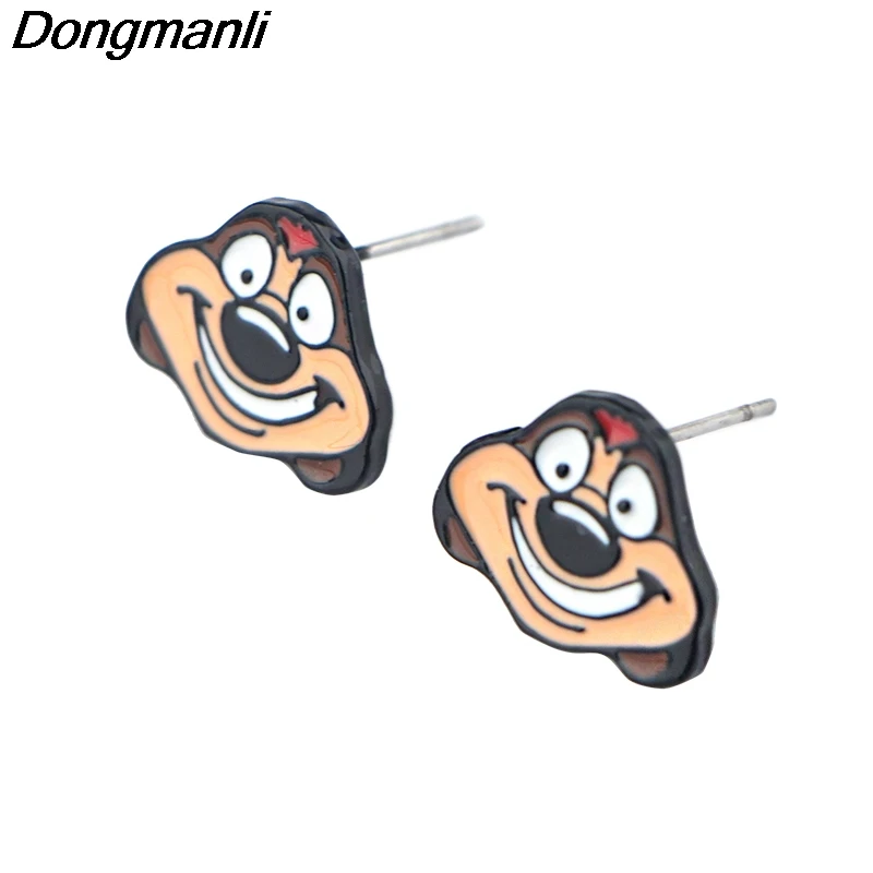 P4274 Dongmanli Король Лев серьги-гвоздики детские милые серьги для женщин эмалированные серьги вечерние Ювелирные изделия Подарки для девочек