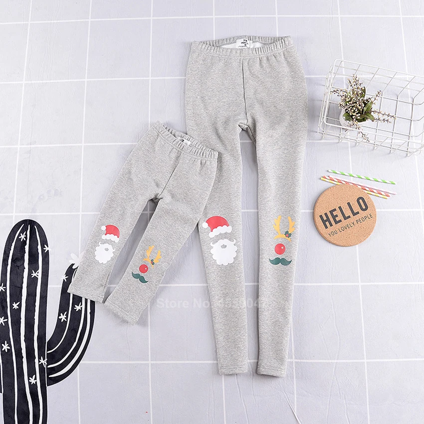 One pants 4 Рождественские Семейные комплекты; брюки для мамы и дочки; Зимние флисовые теплые штаны; леггинсы с Санта-Клаусом для девочек и женщин - Цвет: One pants 4