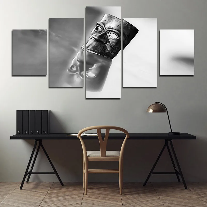

Mask 5pcs Decorative Canvas Painting Can Be Customized Irregular HD Printing Poster Home Decoration Frameless Style