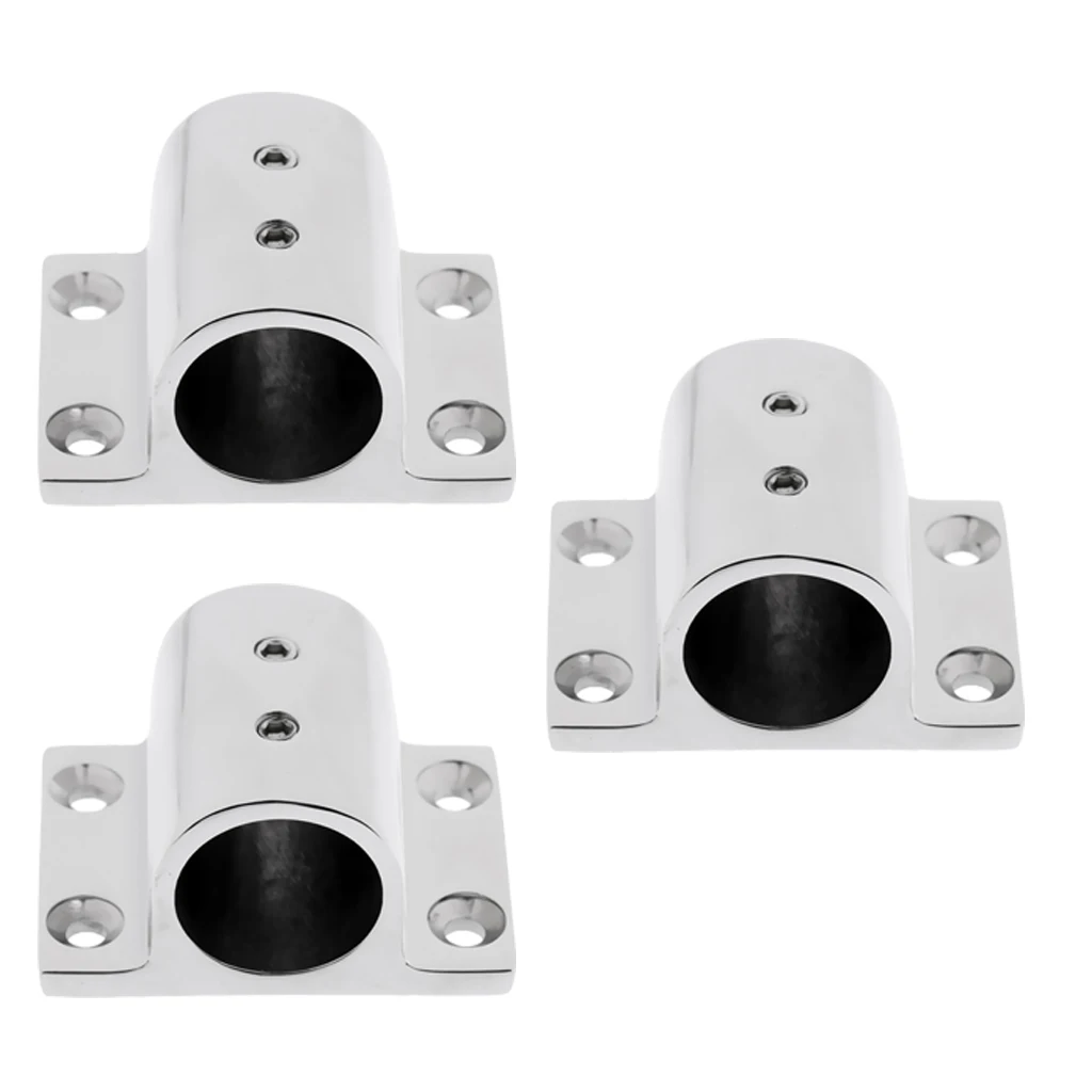 3pcs Marine Boat Hand Rail Fitting 90 Degree Rectangle Stanchion Base for 1inch Tube