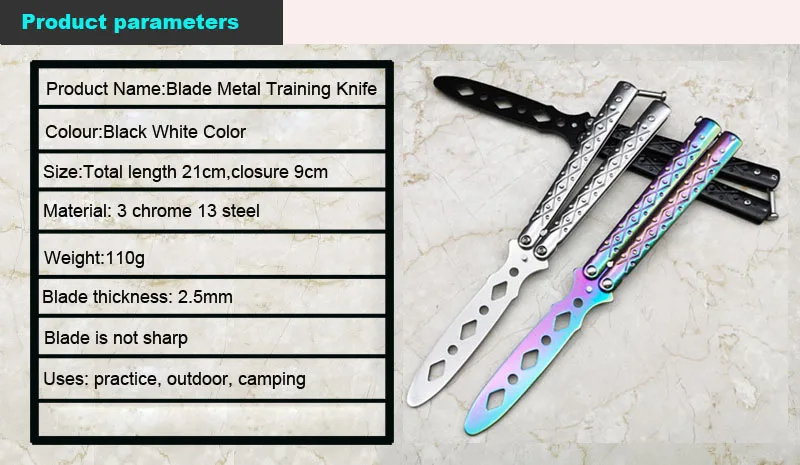 Складной тренировочный нож-бабочка из нержавеющей стали