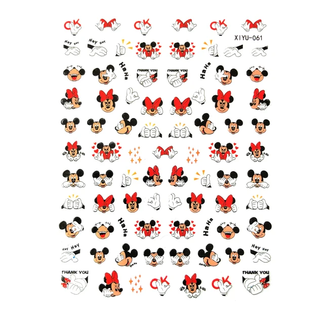 1PCS Disney Cartoon Anime Collection Star Design Nail Sticker Mickey Mouse Donald Duck Lion King Mermaid Stitch Nail Slider XIYU061