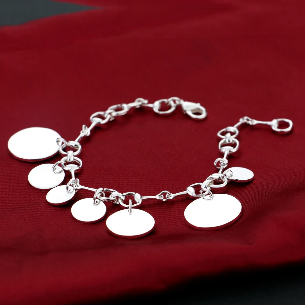 Женский 925 пробы, серебряный браслет, узор, подвеска, дизайн, твердый серебряный браслет, серебряные ювелирные изделия, женский популярный браслет
