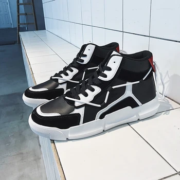 

Black Men Casual Shoes Dropshiping Trainers Sneakers Male Tenis Zapatos De Hombre Krasovki Lace Up High Top Shoes Men Zapatillas