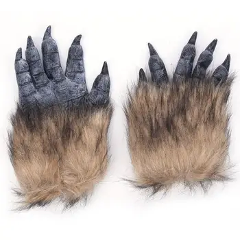 

1 Pair Halloween Gloves Werewolf Ghost Festival Hairy Beast Gloves Simulation Wolf Claw Gloves