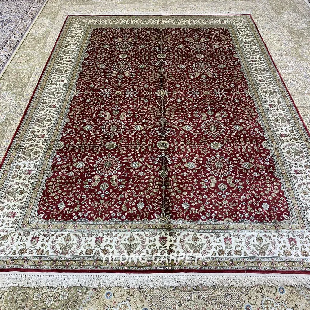 YILONG 6'x9' турецкий Шелковый ковер элегантный домашний декор ручной работы Шелковый Восточный ковер (HF328B)