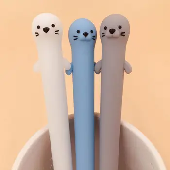 

1 pcs Writing Pens Cartoon Kawaii Otter black color gel ink pens pens for writing Cute stationery office school supplies 0.5mm