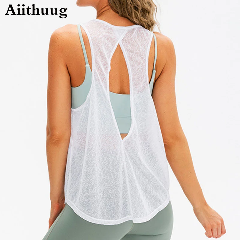 Aiithuug Workout Tank Tops for Women Open Back Strappy Athletic Yoga Tops  Exercise Running Gym Shirts Workout Shirts Activewear - AliExpress