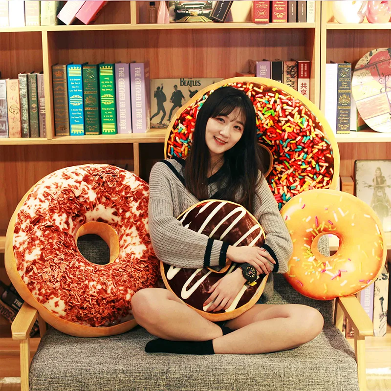 Funny Chocolate Donuts Sofa Seat Cushion Christmas Donuts Pillow Xmas Kid Present Toy Gifts Car Seat Mats 40cm Circle Foam