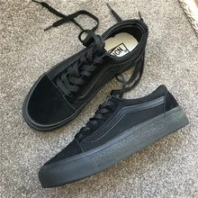 TRILEINO OLD SKOOLs/Мужская и Женская парусиновая обувь черного цвета с низким верхом; классические подлинные уличные кроссовки; обувь для скейтбординга