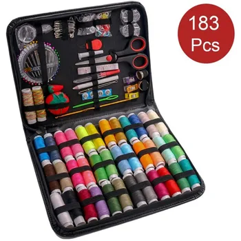 

DIY Sewing Kit, 183Pcs Professional Sewing Kits Accessories Spools Benchmark Needles Tape Measure Sewing Supplies