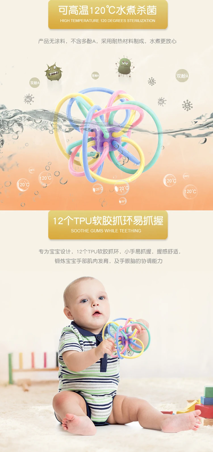 Douyin игрушка-погремушка детская ручная детская тактильная детская мяч детский мяч рулон crocs обувь qiu 0-6-18 месяцев не