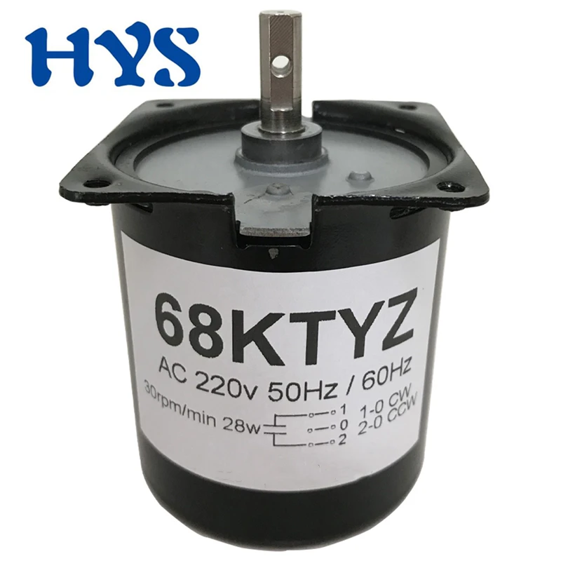 

HYS AC 220V Reducer Motor 28W Permanent Magnet Synchronous Gear Motor 2.5RPM 5RPM 10RPM 15RPM 20RPM 30RPM Adjustable direction
