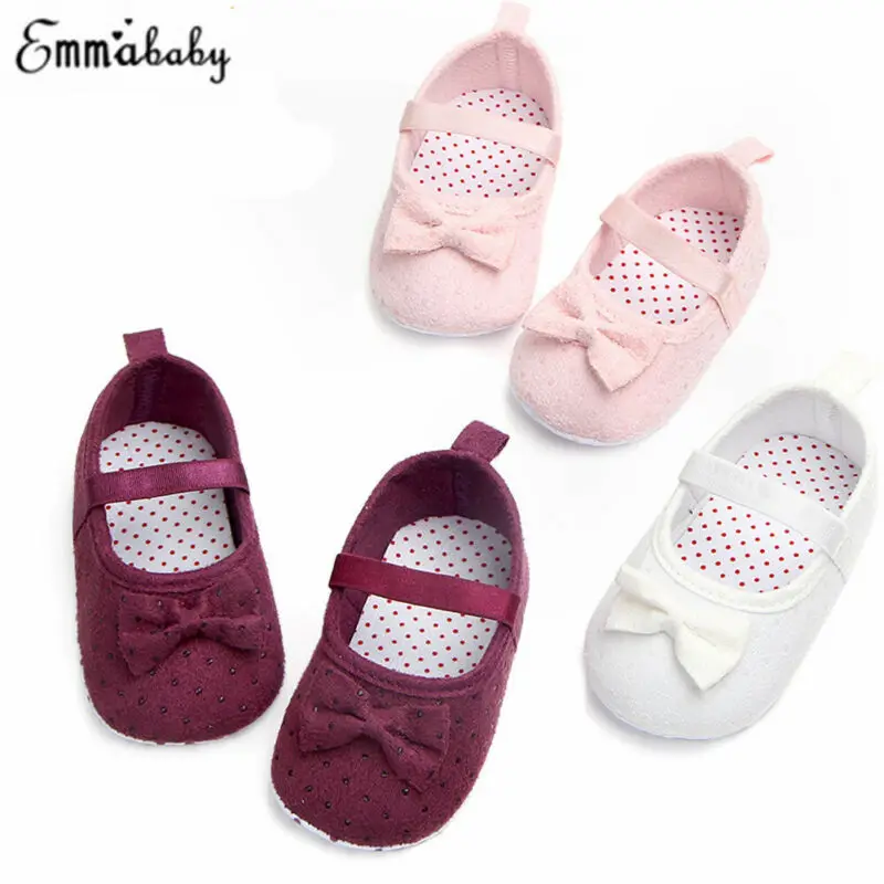 

2019-2020 NEW Hot Autumn Winter Baby Shoes Boy Girl Bow-Knot Solid Cotton Soft Sole Warm Fur Crib Shoes