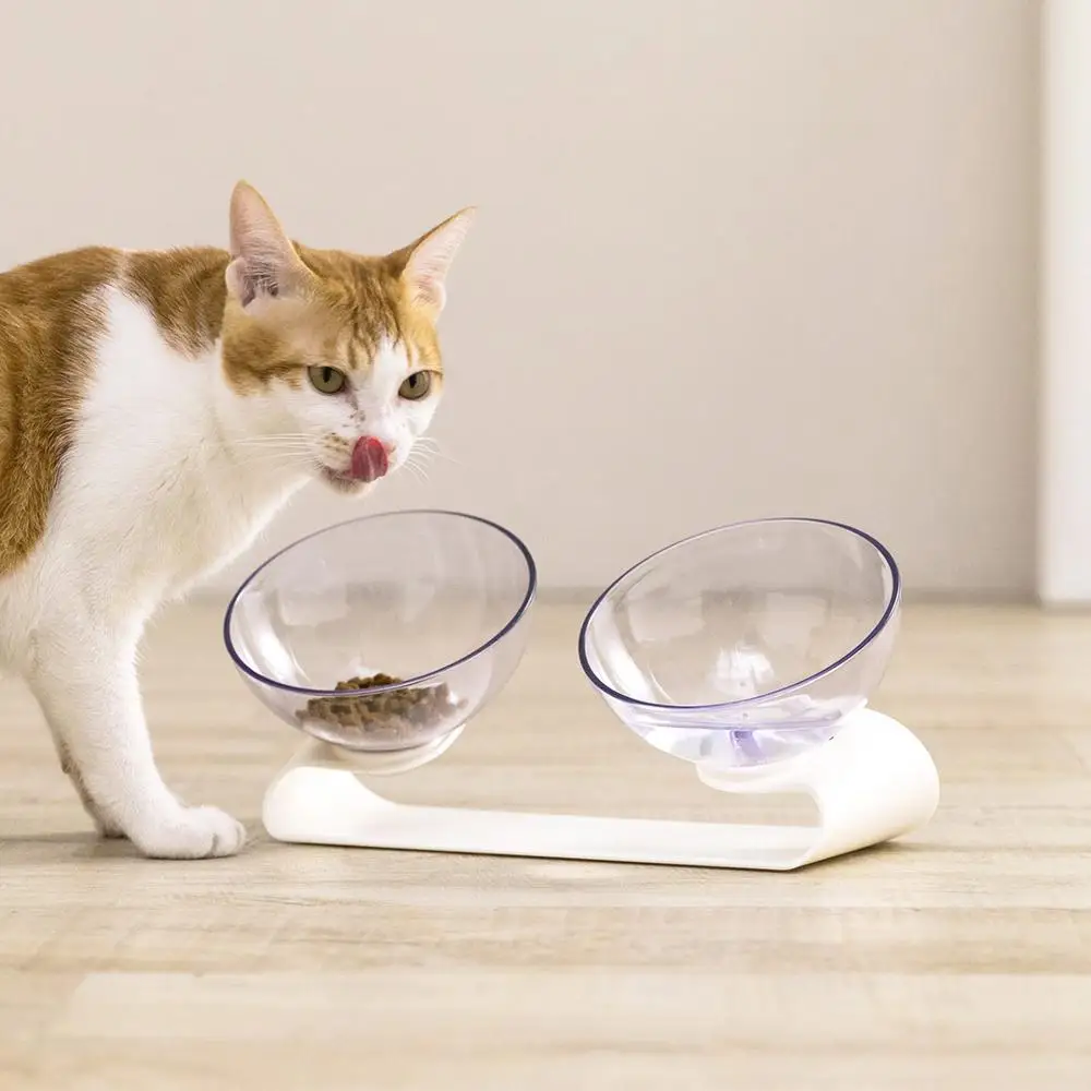 Xiaomi Нескользящие миски для кошек двойные миски с приподнятой подставкой для кошек кормушки для собак товары для домашних животных прозрачная миска для домашних животных
