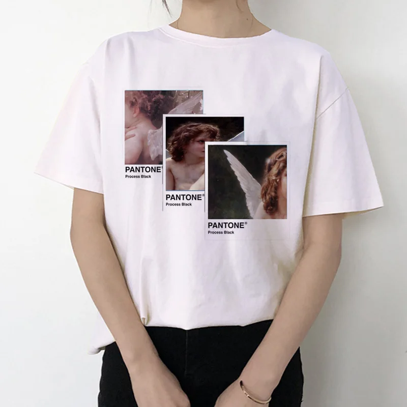 Футболка ангела Женская Kawaii печать 90s модная, с короткими рукавами женская забавная футболка винтажная мода футболка футболки с забавным принтом Ullzang - Цвет: 1033