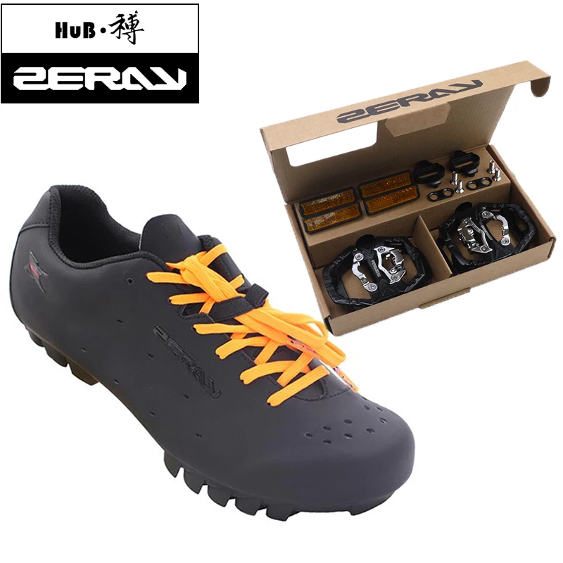 ZERAY E103 MTB велосипедная обувь мужские велосипедные кроссовки обувь для горного велосипеда классические черные ездовые аксессуары Sapatilha cicllsmo mtb - Цвет: Orange and ZP-109S