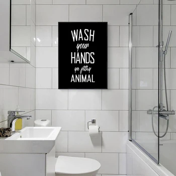 

4pcs/pack Bathroom Decor Unframed DIY Canvas Painting Toilet Accessory Home Letters Picture Funny Signs English Hotel Wall Art
