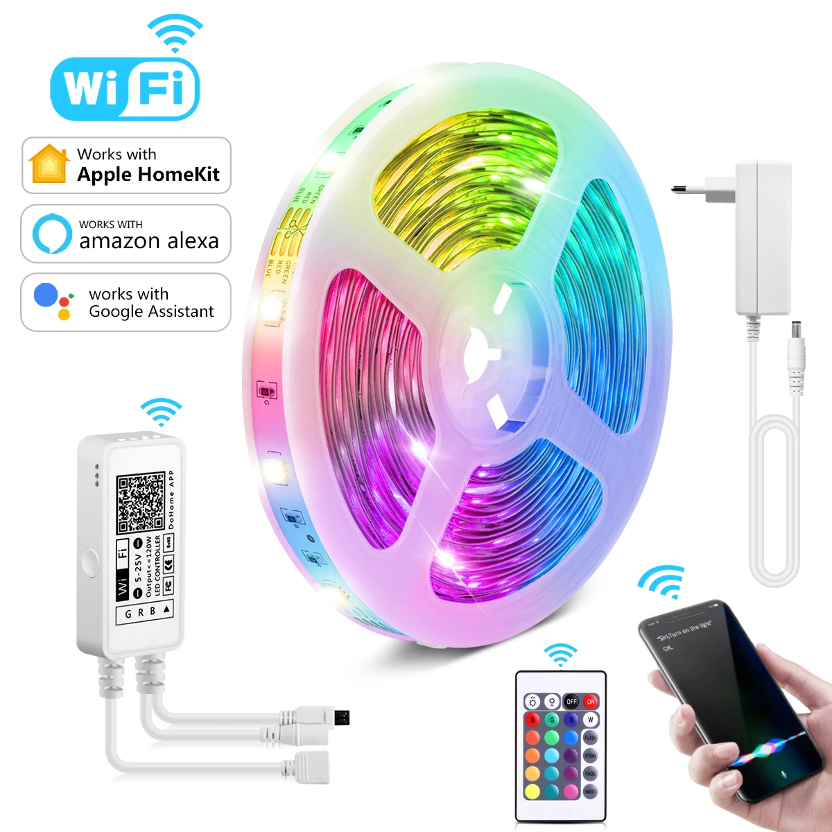Smart Apple Homekit LED Strip Light 5M 10M 15M RGB Neon Wifi LED Lights