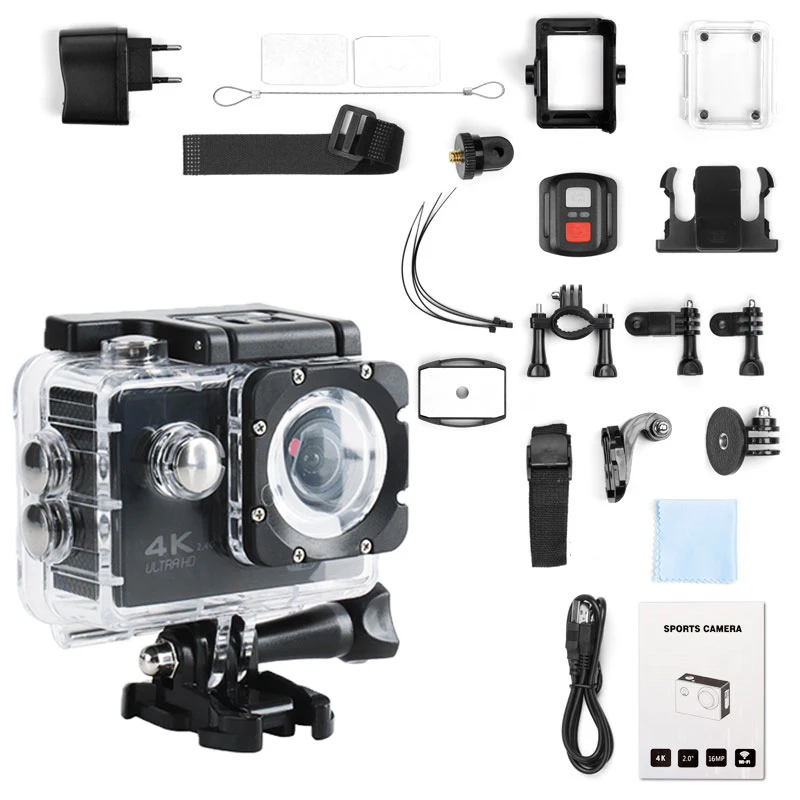 Cámara de Acción Ultra HD 4K, WiFi, 12MP, 2,0 pulgadas, 30M Go, impermeable, casco 170D Pro, cámara de grabación de vídeo para bicicleta, Cámaras Deportivas