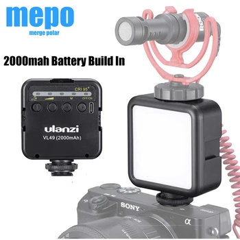

VL49 Mini LED Video Light 6W 5500K Photographic Lighting Triple Cold Shoe 1/4 Screw for DSLR Vlogging 2000mAh Built-in Battery