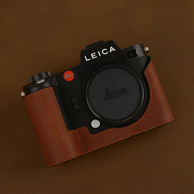 Handmade Genuine Leather Vintage Camera Case - Half Body with Bottom Cover and Handle