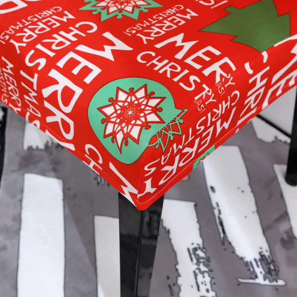 Рождественский Декор, чехол на стул для столовой, универсальный размер, чехлы на стулья, чехлы на сиденья, моющиеся, съемные, тянущиеся, чехол на сиденье