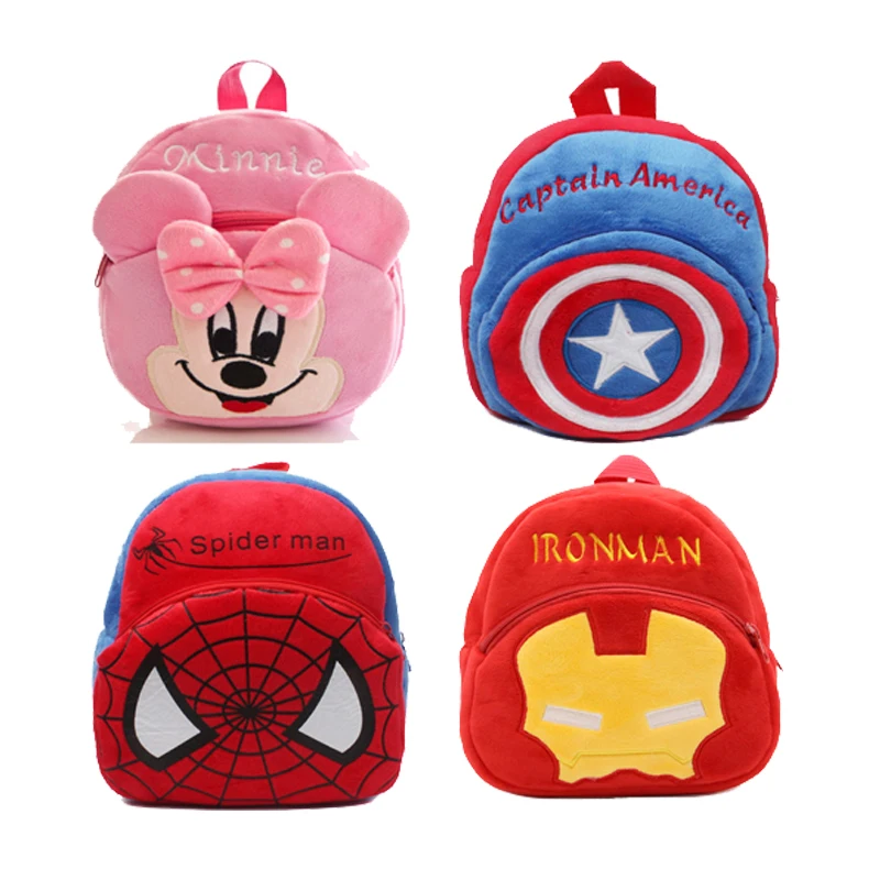 Mickey Mouse niños de dibujos animados mochila de felpa, juguete Mini chica bolsa de la escuela los niños regalos bebé niño estudiante bolso de hombre araña billetera encantadora