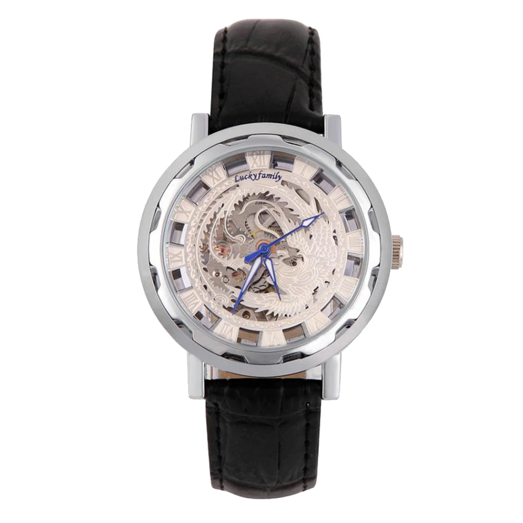 

Men Mechanical Watch Retro Style Hollow Dial Full Stainless Steel Watches