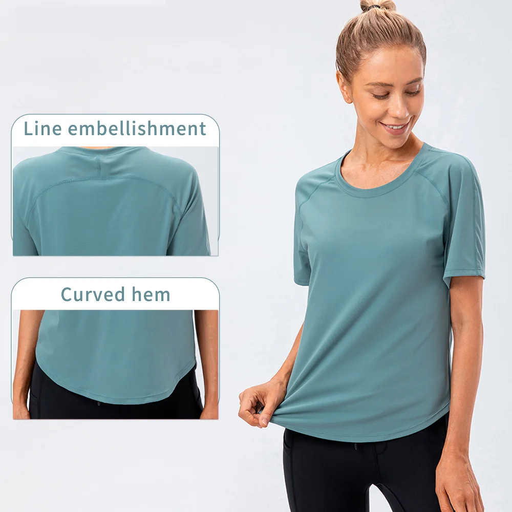 Women Yoga Loose Fitness Short Sleeve T Shirt Quick Dry Fitness Top Sports Tee Running Dance Short Sleeve Gym Sport