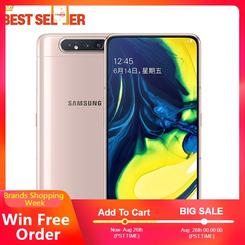 Смартфон samsung Galaxy A80 A8050 6 7 дюймов дисплей Snapdragon 730G Восьмиядерный 8 Гб 128 ГБ