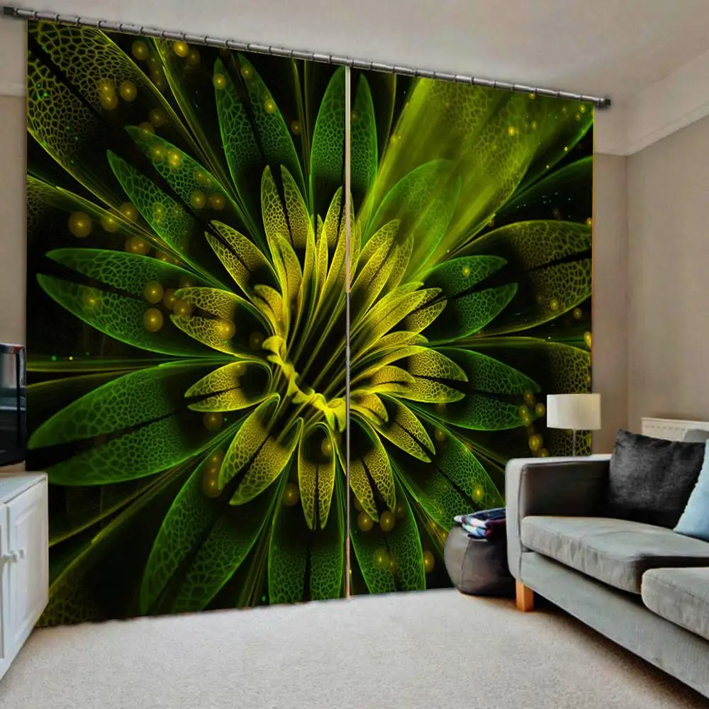 

green curtains flower 3D Blackout Curtains For Living room Bedding room Drapes Cotinas para sala Decoration curtains