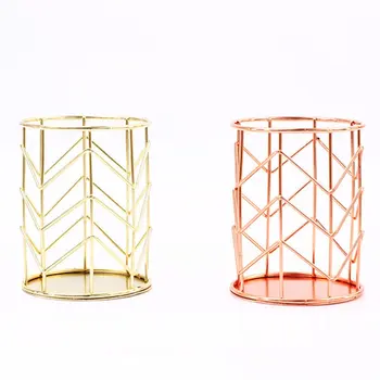 

Hollow Pen Pencil Brush Metal Holder Makeup Brushes Storage Rack Desk Organiser Container Stationery Organizer