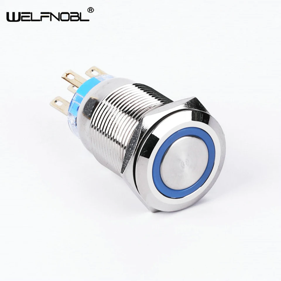 Electrical 19mm 1NO1NC Momentary Latching Switch Metal Waterproof Reset