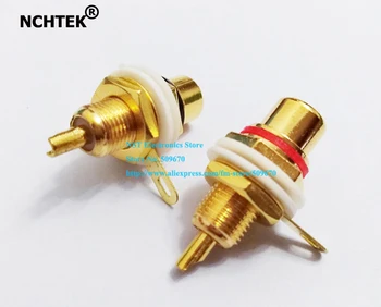 

NCHTEK Golden Plated RCA Female JACKS PANEL MOUNT A/V Connector Adapter, 2 Color Red + Black/Free shipping/10PAIRS(20pcs)