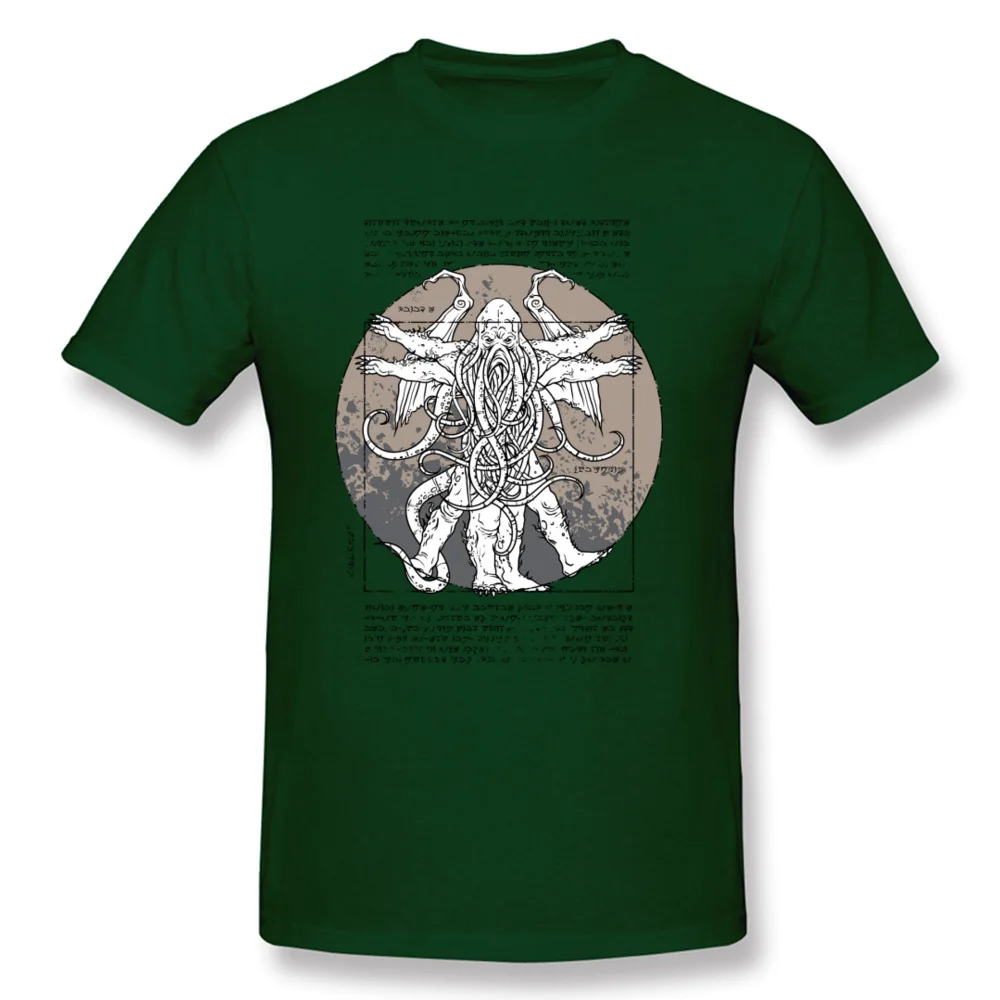 Loveccraft тройники мужские футболки Cthulhu Lovecraftian Ретро мода микеланжело хлопок ткань круглый вырез для мужчин футболки вечерние топы - Цвет: Dark Green